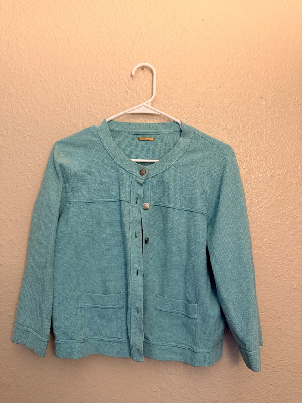 Classic Lightweight Aqua Button-Front Cardigan Jacket